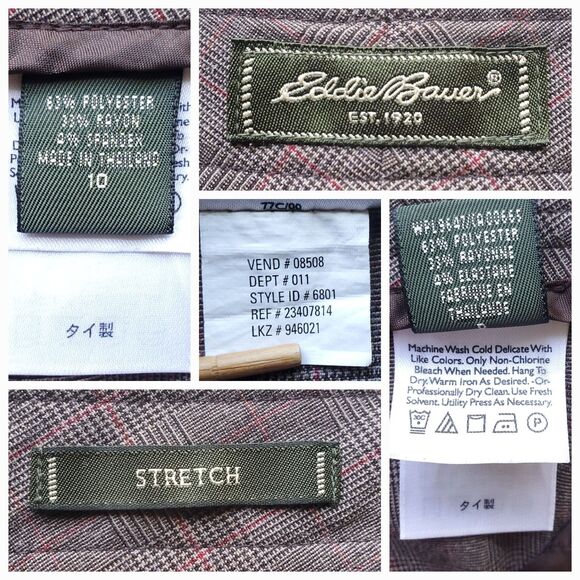 Eddie Bauer Pants Womens 10 Stretch Straight Leg Brown Glen Check Plaid Trousers - Picture 9 of 15